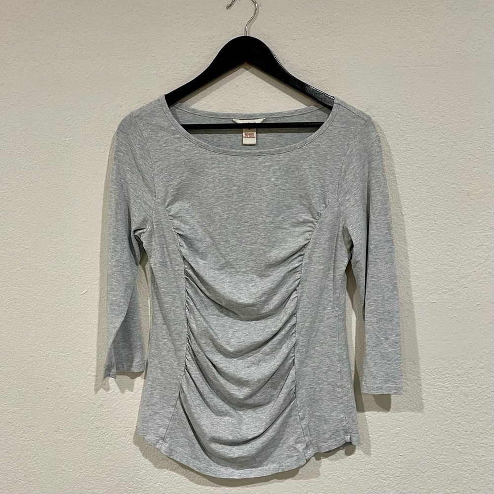 Sundance Gray Ruched 3/4 Sleeve Top – Women’s Medium